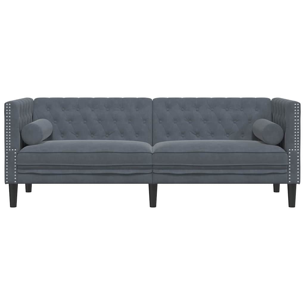 Chesterfield Sofa Other Dark grey 194 x 74.5 x 70.5 cm Velvet